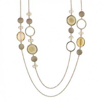 Gold crystal hoop multi row necklace